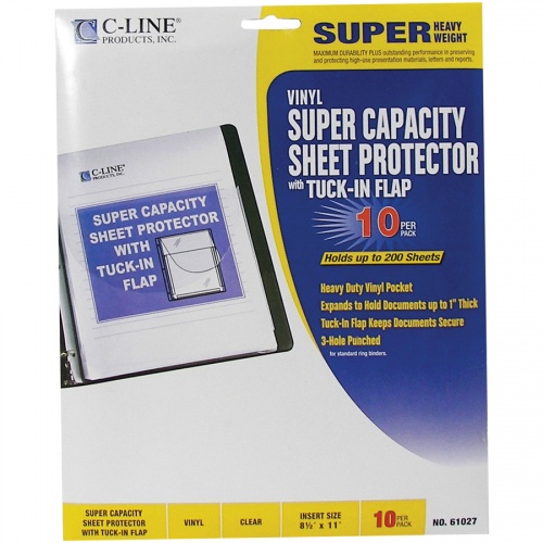 C-Line Super Capacity Super Heavyweight Vinyl Sheet Protectors with Tuck-In Flap (61027)