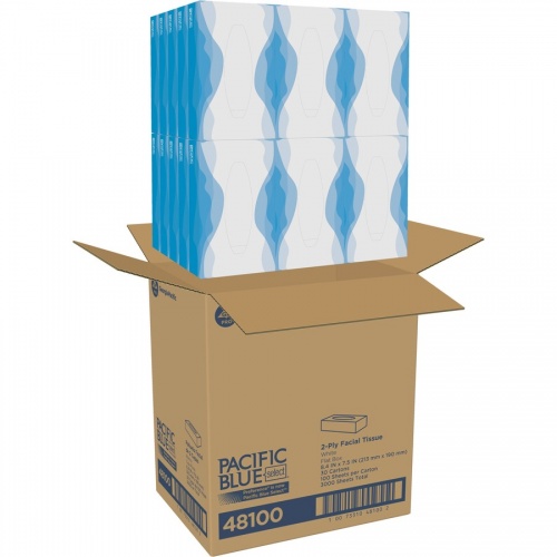 Pacific Blue Select Georgia- Pacific Preference 2-Ply Facial Tissue by GP Pro (Georgia-Pacific), Flat Box, 30 Boxes Per Case (48100)