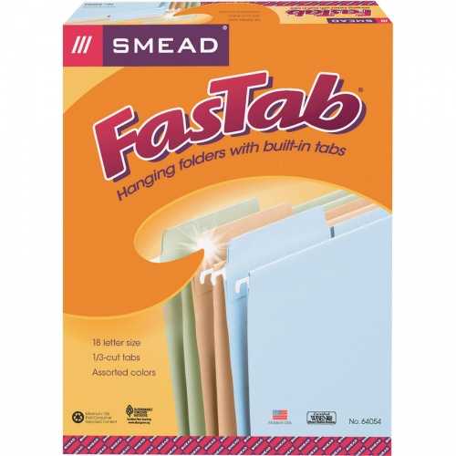 Smead FasTab 1/3 Tab Cut Letter Recycled Hanging Folder (64054)