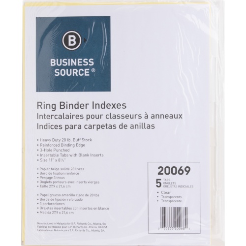 Business Source Buff Stock Ring Binder Indexes (20069BX)