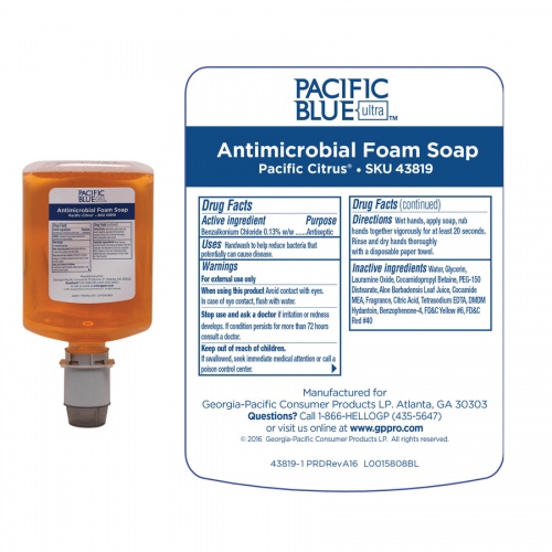 Pacific Blue Ultra Antimicrobial BZK Foam Soap Manual Dispenser Refills (43819)