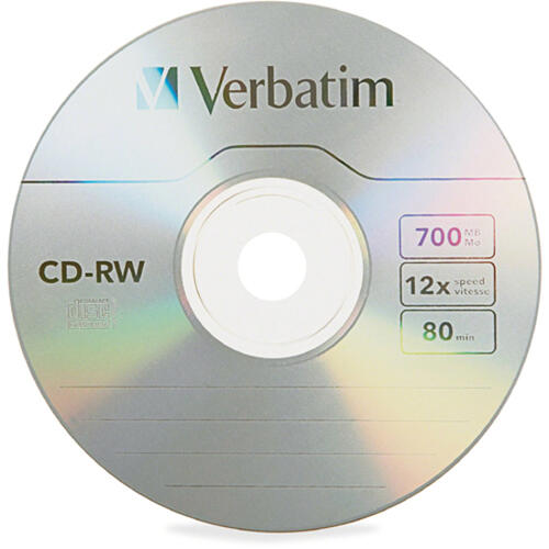 Verbatim CD-RW 700MB 4X-12X High Speed with Branded Surface - 10pk Slim Case (95156)