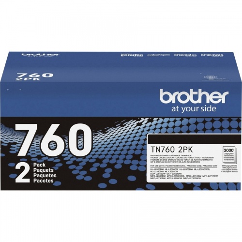 Brother TN760 Original Toner Cartridge - Twin-pack - Black (TN7602PK)
