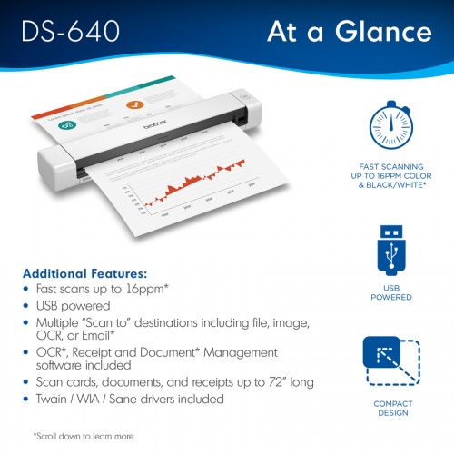 Brother DSMobile DS-640 Sheetfed Scanner - 600 dpi Optical