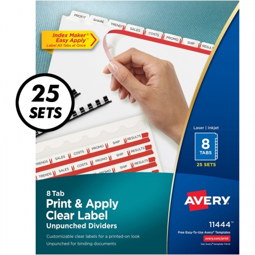 Avery Print & Apply Label Unpunched Dividers - Index Maker Easy Apply Label Strip (11444)