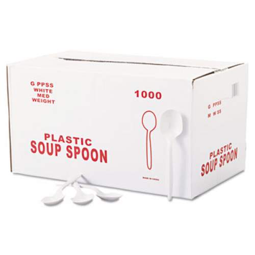 GEN Medium-Weight Cutlery, Soup Spoon, White, 1000/carton (PPSS)