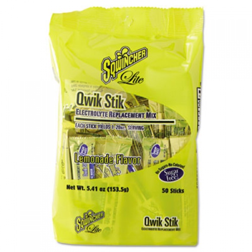 Sqwincher Sugar-Free Qwik Stik Energy Drink Mix, Lemonade, 1.26oz Packet, 500/carton (060103-LA)