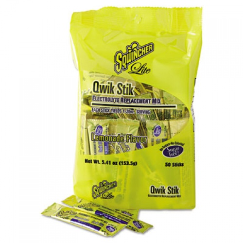 Sqwincher Sugar-Free Qwik Stik Energy Drink Mix, Lemonade, 1.26oz Packet, 500/carton (060103-LA)