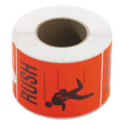 LabelMaster Shipping and Handling Self-Adhesive Labels, RUSH, 4.5 x 6, Black/Red, 500/Roll (LT130)