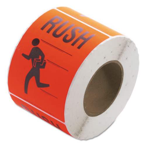 LabelMaster Shipping and Handling Self-Adhesive Labels, RUSH, 4.5 x 6, Black/Red, 500/Roll (LT130)