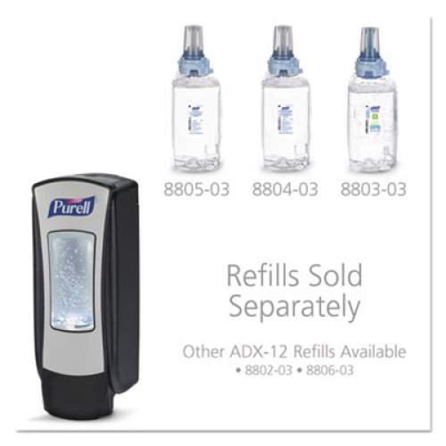 PURELL ADX-12 Dispenser, 1,200 mL, 4.5 x 4 x 11.25, Chrome/Black (882806)