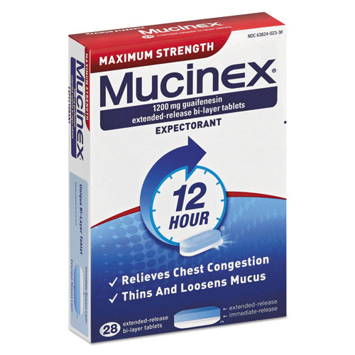 Mucinex Maximum Strength Expectorant, 28 Tablets/Box, 24 Boxes/Carton (02328CT)