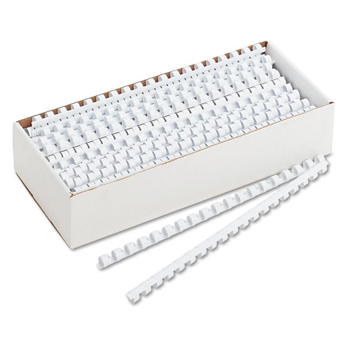 Fellowes Plastic Comb Bindings, 3/8" Diameter, 55 Sheet Capacity, White, 100/Pack (52371)