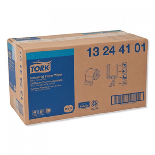 Tork Industrial Paper Wiper, 4-Ply, 11 x 15.75, Blue, 375 Wipes/Roll, 2 Roll/Carton (13244101)