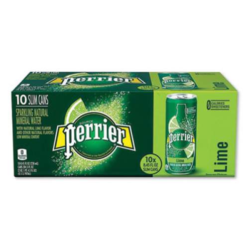 Perrier SPARKLING NATURAL MINERAL WATER, LIME, 8.45 OZ CAN, 10 CANS/PACK (85718)