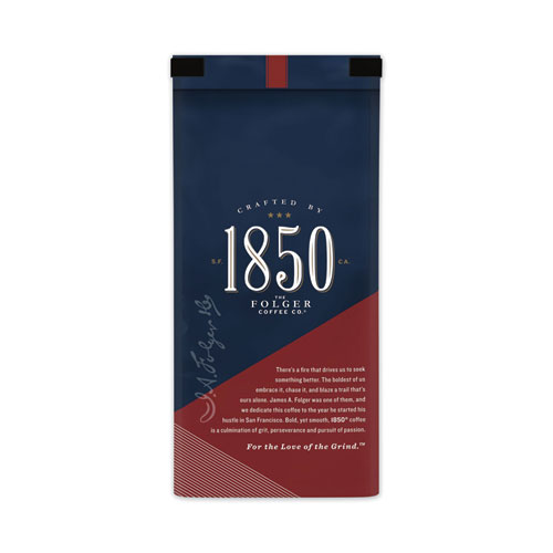 1850 Coffee, Trailblazer, Dark Roast, Ground, 12 oz Bag, 6/Carton (60515)