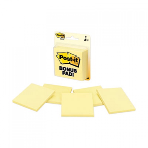 Post-it Notes ORIGINAL PADS IN CANARY YELLOW, 3 X 3, 50 SHEETS/PAD, 4 PADS/PACK (70070722551)