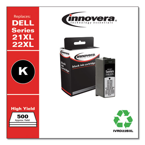 Innovera Remanufactured Black High-Yield Ink, Replacement for 21XL/22XL (330-5885), 500 Page-Yield (D22BXL)