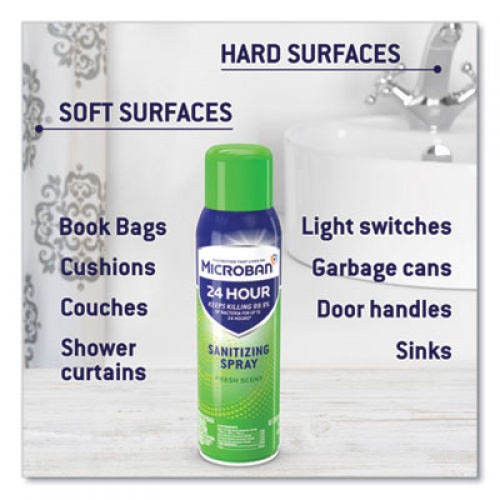 Microban 24-Hour Disinfectant Sanitizing Spray, Fresh Scent, 12.5 oz Aerosol Spray (48774EA)