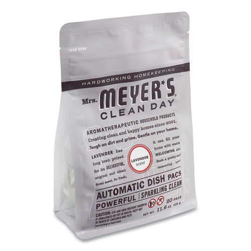 Mrs. Meyer's Automatic Dish Detergent, Lavender, 12.7 oz Pack, 20/Pack, 6 Packs/Carton (306685)
