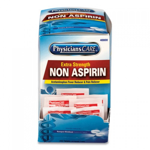 PhysiciansCare Pain Relievers/Medicines, XStrength Non-Aspirin Acetaminophen,2/Packet,125 Pk/Bx (40800)