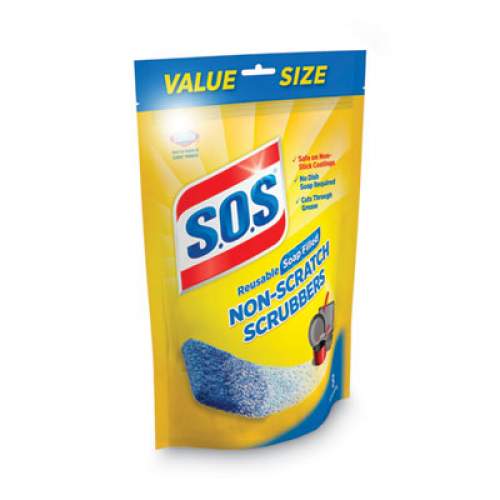S.O.S. Non-Scratch Soap Scrubbers, Blue, 8/pack (10005PK)