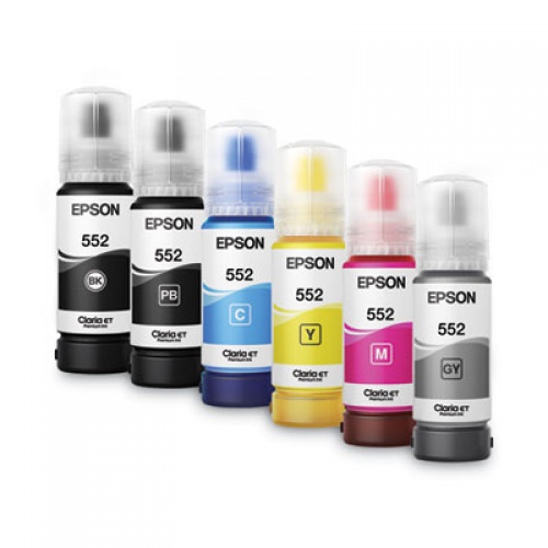 Epson T552120S (T552) Claria High-Yield Ink, 70 mL, Photo Black