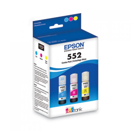 Epson T552620S (T552) Claria High-Yield Ink, 70 mL, Cyan/Magenta/Yellow, 3/Pack