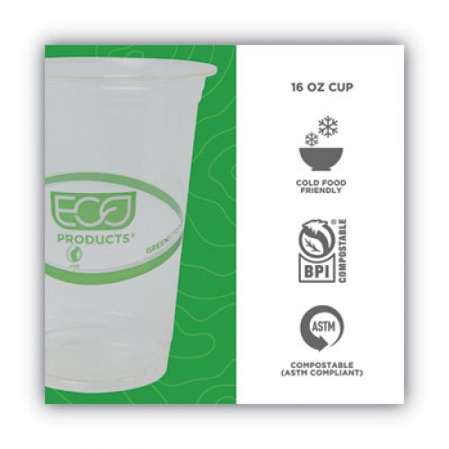 Eco-Products GreenStripe Renewable and Compostable Cold Cups Convenience Pack, 16 oz, Clear, 50/Pack, 10 Packs/Carton (EPCC16GSPKCT)