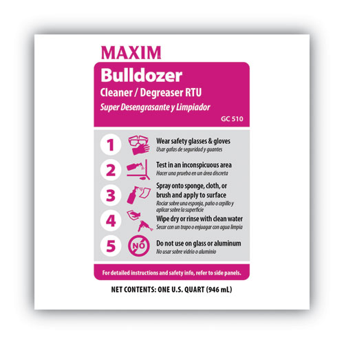 Maxim Bulldozer Cleaner/Degreaser RTU, Lemon Scent, 32 oz, 6/Carton (05100086)