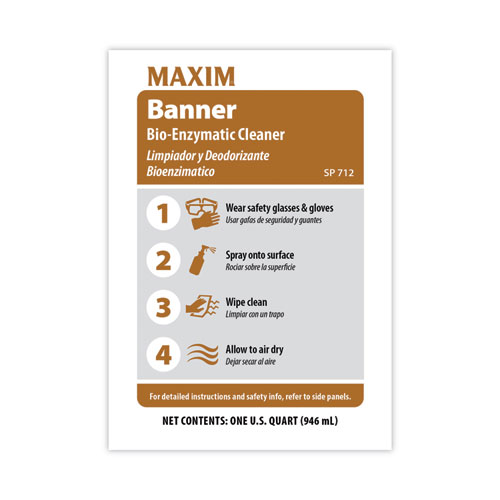 Maxim Banner Bio-Enzymatic Cleaner, Fresh Scent, 32 oz Bottle, 6/Carton (07120086)