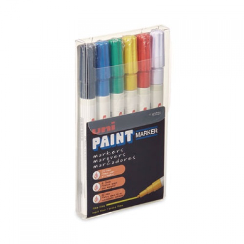 Sanford Sanford Sanford uni-Paint Permanent Marker, Fine Bullet Tip, Assorted Colors, 6/Set (63720)