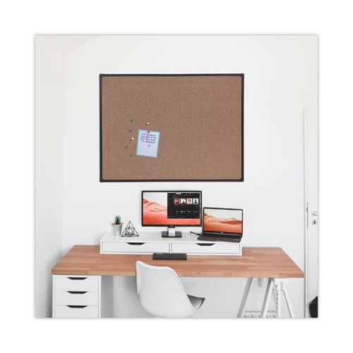 Universal Tech Cork Board, 48 x 36, Cork, Black Frame (43023)