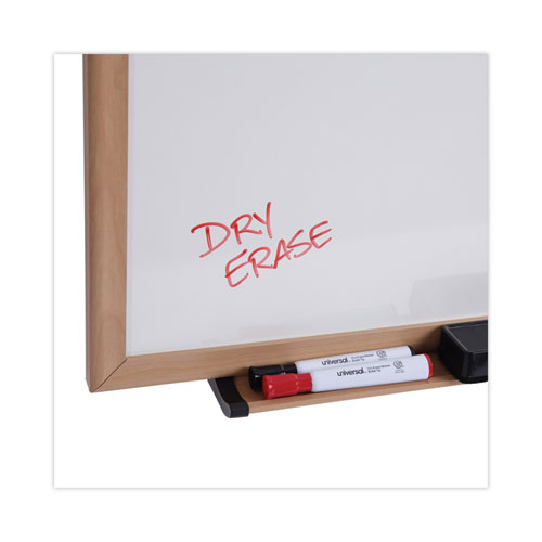 Universal Dry-Erase Board, Melamine, 96 x 48, White, Oak-Finished Frame (43620)