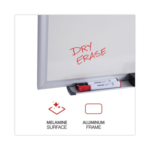 Universal Dry Erase Board, Melamine, 36 x 24, Aluminum Frame (44624)