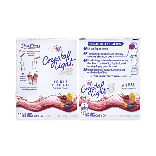 Crystal Light On-The-Go Sugar-Free Drink Mix, Fruit Punch, 0.12 oz Single-Serving Tubes, 30/Pk, 2 Packs/Box, Delivered in 1-4 Business Days (30700156)