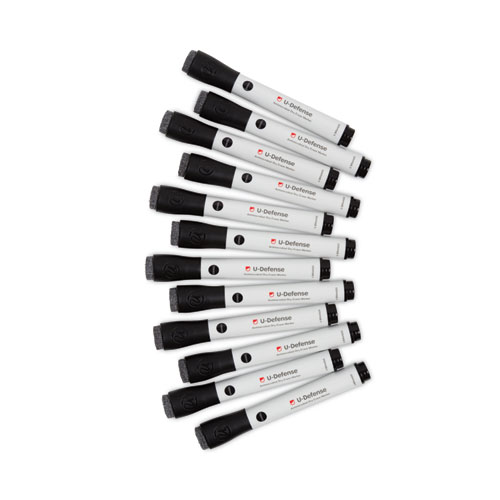 U Brands U-Defense Antimicrobial Dry-Erase Markers, Broad Chisel Tip, Black, 12/Pack (3284U0012)