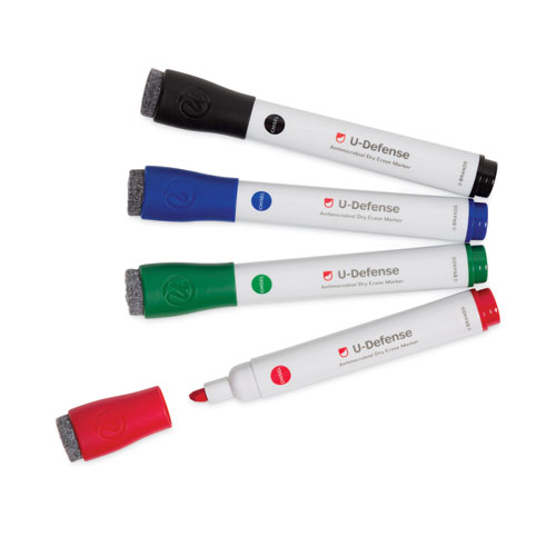 U Brands U-Defense Antimicrobial Dry-Erase Markers, Medium Bullet Tip, Assorted Colors, 24/Pack (3285U0012)
