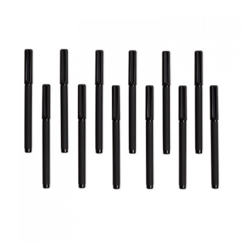 U Brands Catalina Porous Point Pen, Stick, Fine 0.7 mm, Black Ink, Black Barrel, 12/Pack (5007U0124)