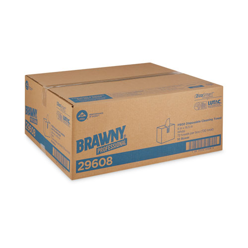 Brawny Professional FLAX 900 Heavy Duty Cloths, 9 x 16 1/2, White, 72/Box, 10 Box/Carton (29608)