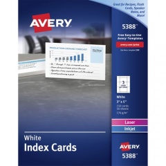 Avery Laser, Inkjet Printable Index Card - White (5388)