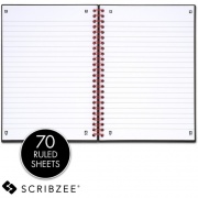 Black n' Red Wirebound Semi - rigid Cover Ruled Notebook - A5 (C67009)