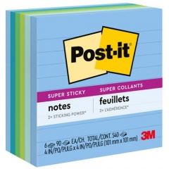 Post-it Super Sticky Lined Notes - Bora Bora Color Collection (6756SST)