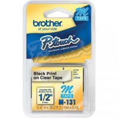 Brother P-touch System 1/2" Black on Clear M Tape (M131)