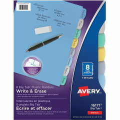 Avery Avery Big Tab Write & Erase Durable Plastic Dividers, 8 Multicolor Tabs, 1 Set (16171)