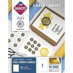 MACO White Laser/Ink Jet Full Sheet Label (ML0100)