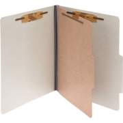 ACCO Pressboard 4-Part Classification Folders, Legal, Mist Gray, Box of 10 (A7016054)