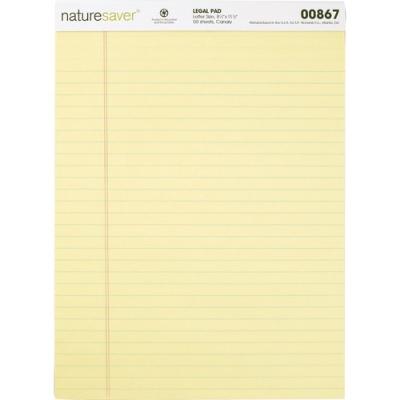 Nature Saver 100% Recycled Canary Legal Ruled Pads (00867)
