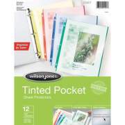 Wilson Jones Tinted Pocket Sheet Protectors, Assorted Colors, 12/Pack (W21417)