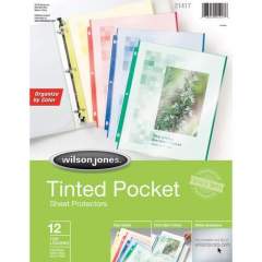 Wilson Jones Tinted Pocket Sheet Protectors, Assorted Colors, 12/Pack (W21417)